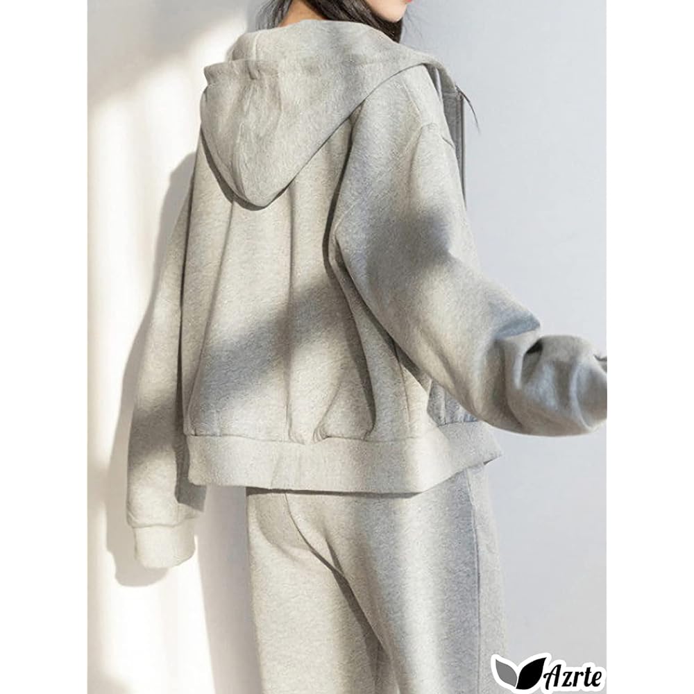 [Azulte] Setup 3 colors L-2XL Women's Thin Zip-up Top and Bottom Set