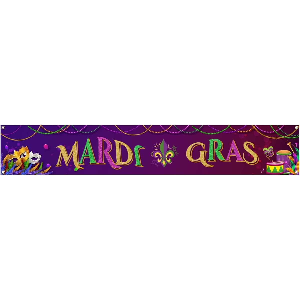 Large Mardi Gras Banner for Fence, New Orleans Theme Party Decorations Backdrop, Fat Tuesday Masquerade Party, Birthday Party, Outdoor Garden Yard Sign