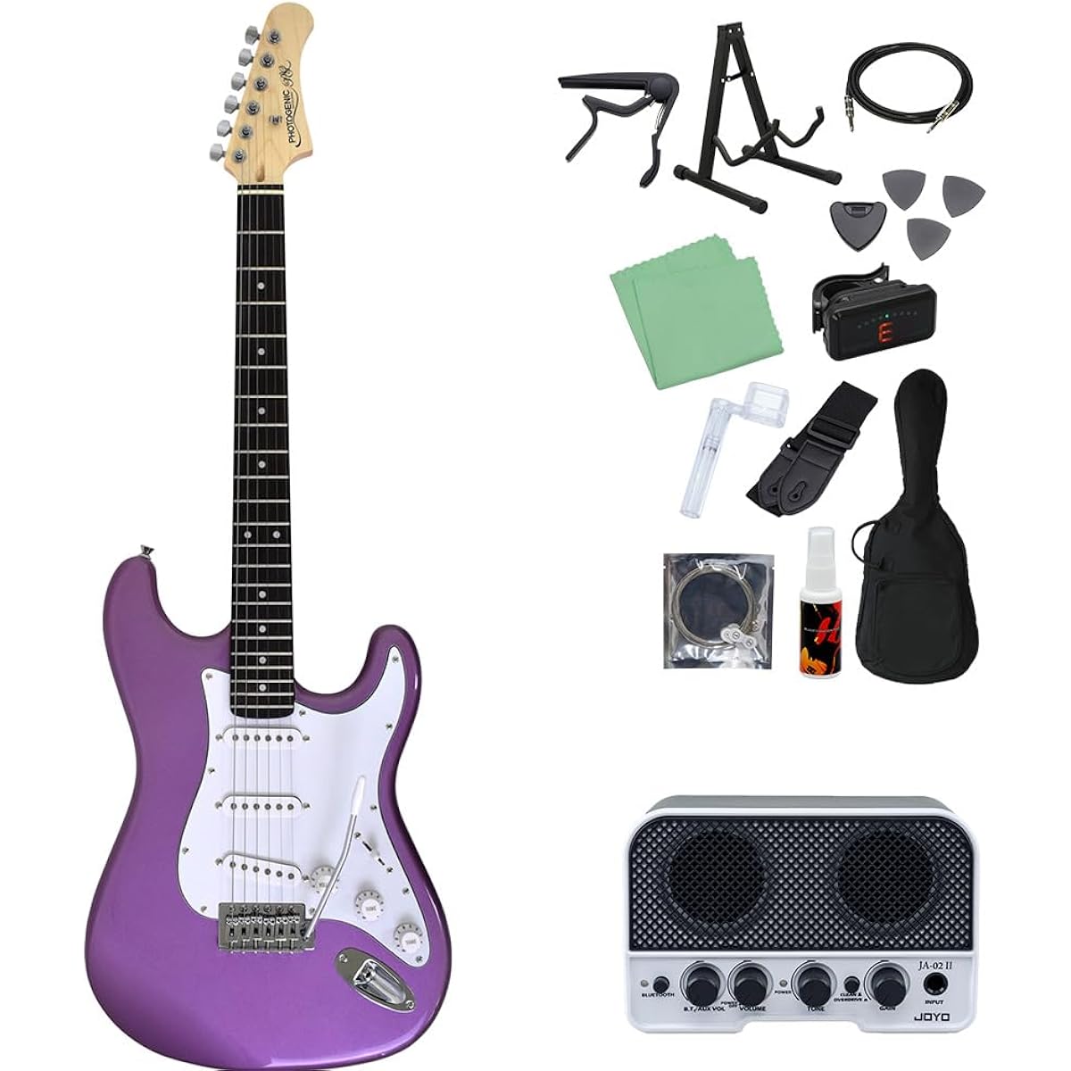 Photogenic ST-180 BGD Electric Guitar Beginner 14-piece Set [Includes Bluetooth Mini Amplifier] Stratocaster Type Photogenic