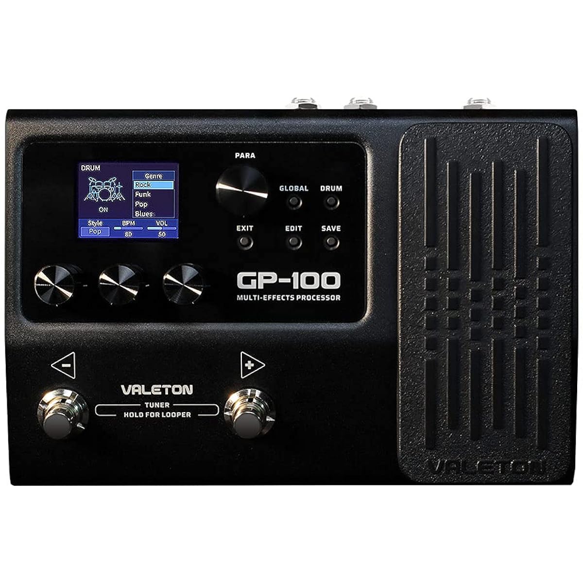 Valeton GP-100 Guitar Bass Amp Modeling IR Cabinet Simulation Multi-Language Multi-Effect Expression Pedal Stereo OTG USB Audio Interface (Black)