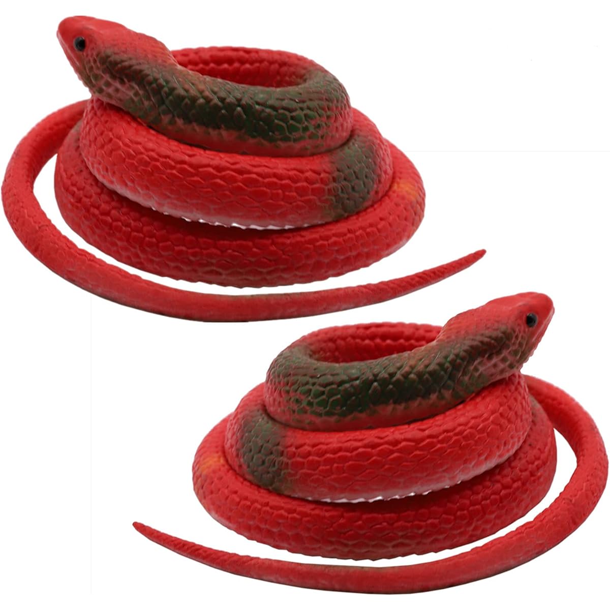 Homdipoo Lifelike Rubber Toy Snake Black Fake Snake Real Naughty Stuff Cobra Snake 27" Long (Red)