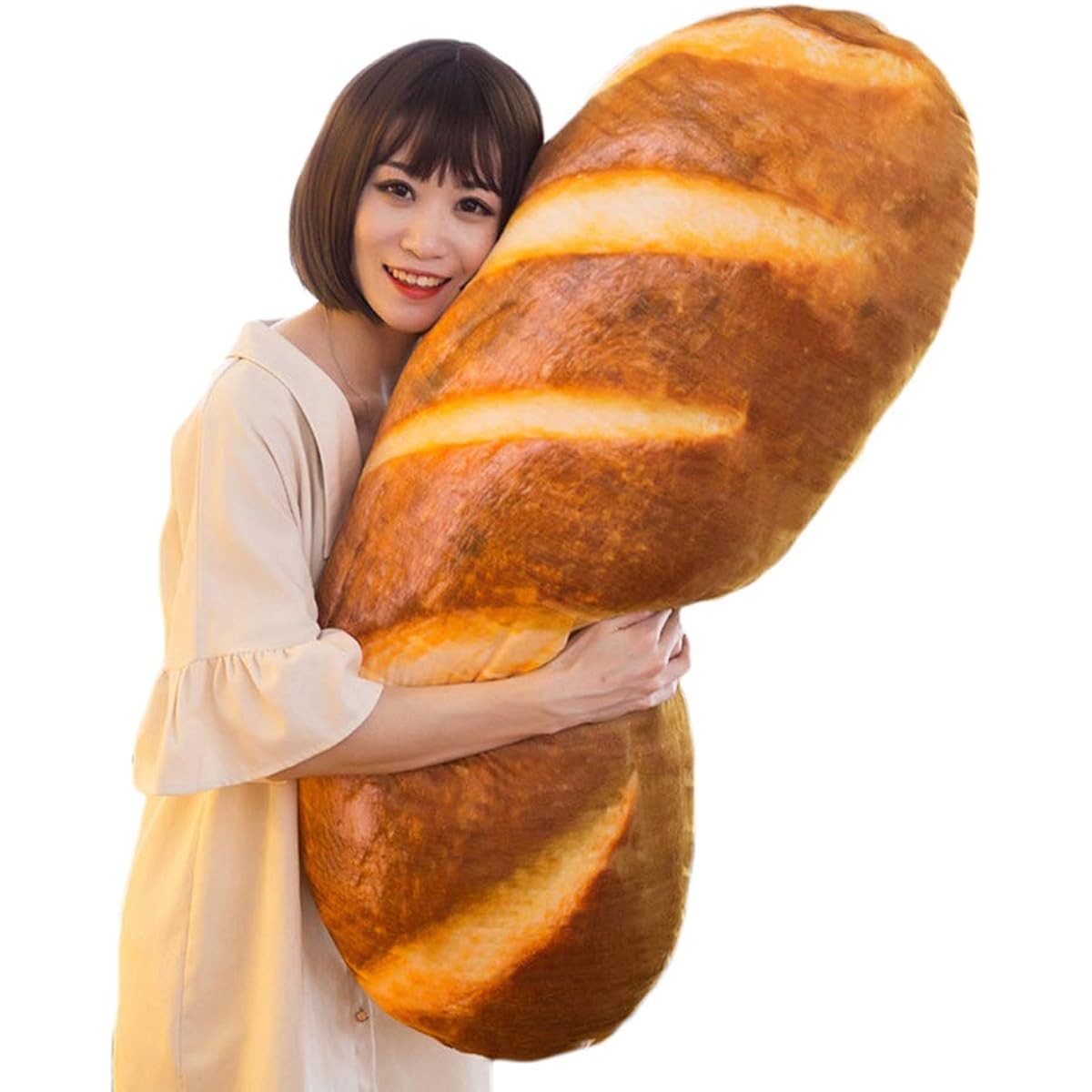 Levenkeness 3D Simulation Bread Plush Pillow Soft Butter Toast Bread Food Pillow Lumbar Back Cushion Stuffed Animal Home Decor 39.3inch