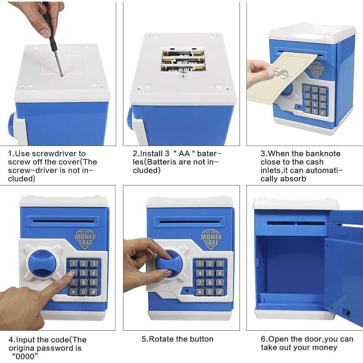 Suliper Baby Toys for Kids Electronic Code Lock Piggy Bank Mini ATM Electronic Coin Bank Box Kids Birthday Gift Suliper-WF01