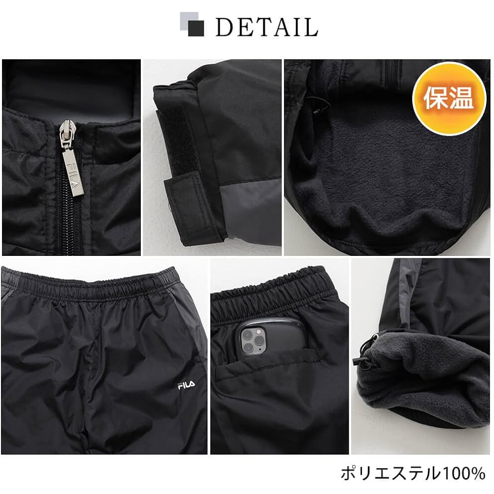 [Fila] Top and Bottom Set, Fleece Lining, Warm-up Suit, Warm Windbreaker, Sportswear, Long Pants, Running, Gym, School, Jersey Top and Bottom Set, Casual Suit, Men's