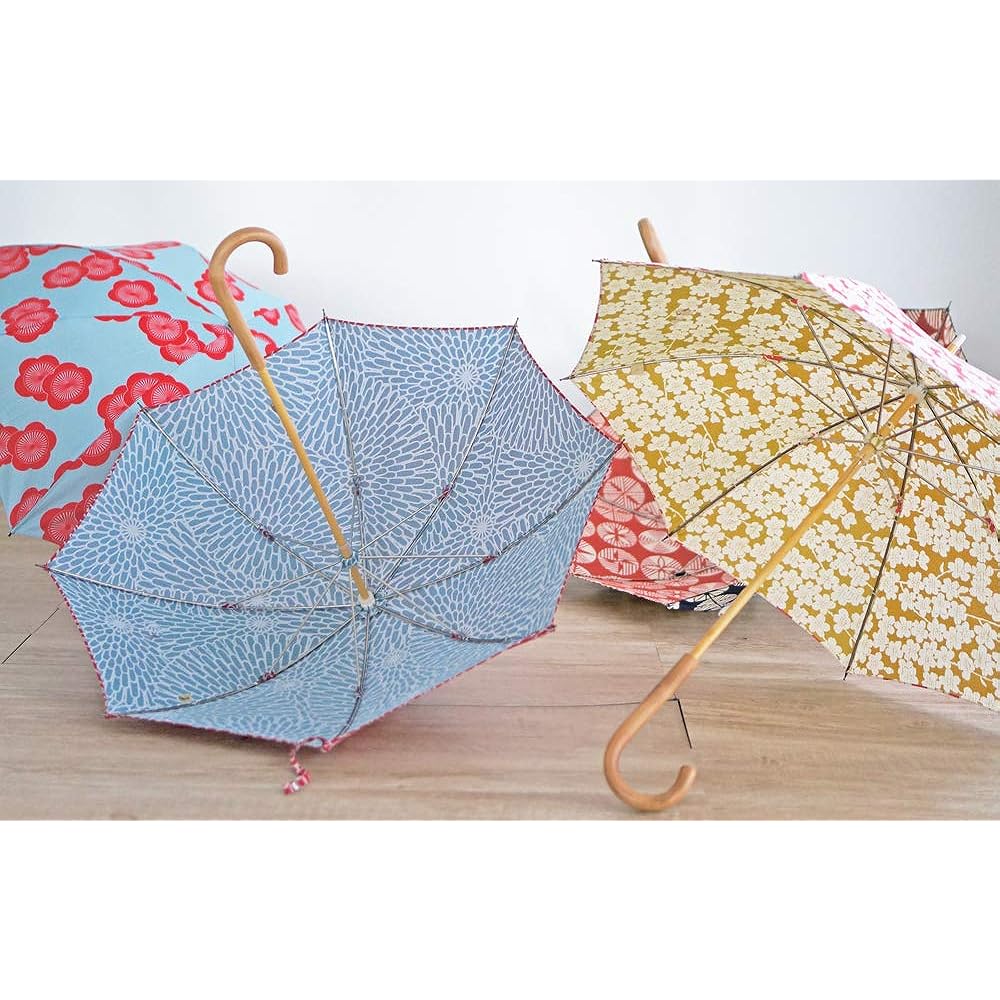 Made in Japan, Isago pattern, long umbrella, 50cm, ladies, for both sun and rain, hand opening, umbrella bag included, wrapping cloth, Japanese pattern, UV protection, Komiya Shoten