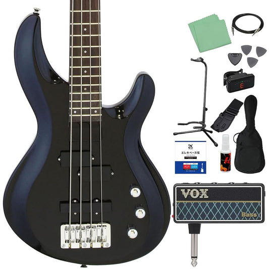 AriaProII IGB-STD MBK 12-piece bass beginner set [with headphone amplifier] PJ type AriaPro II
