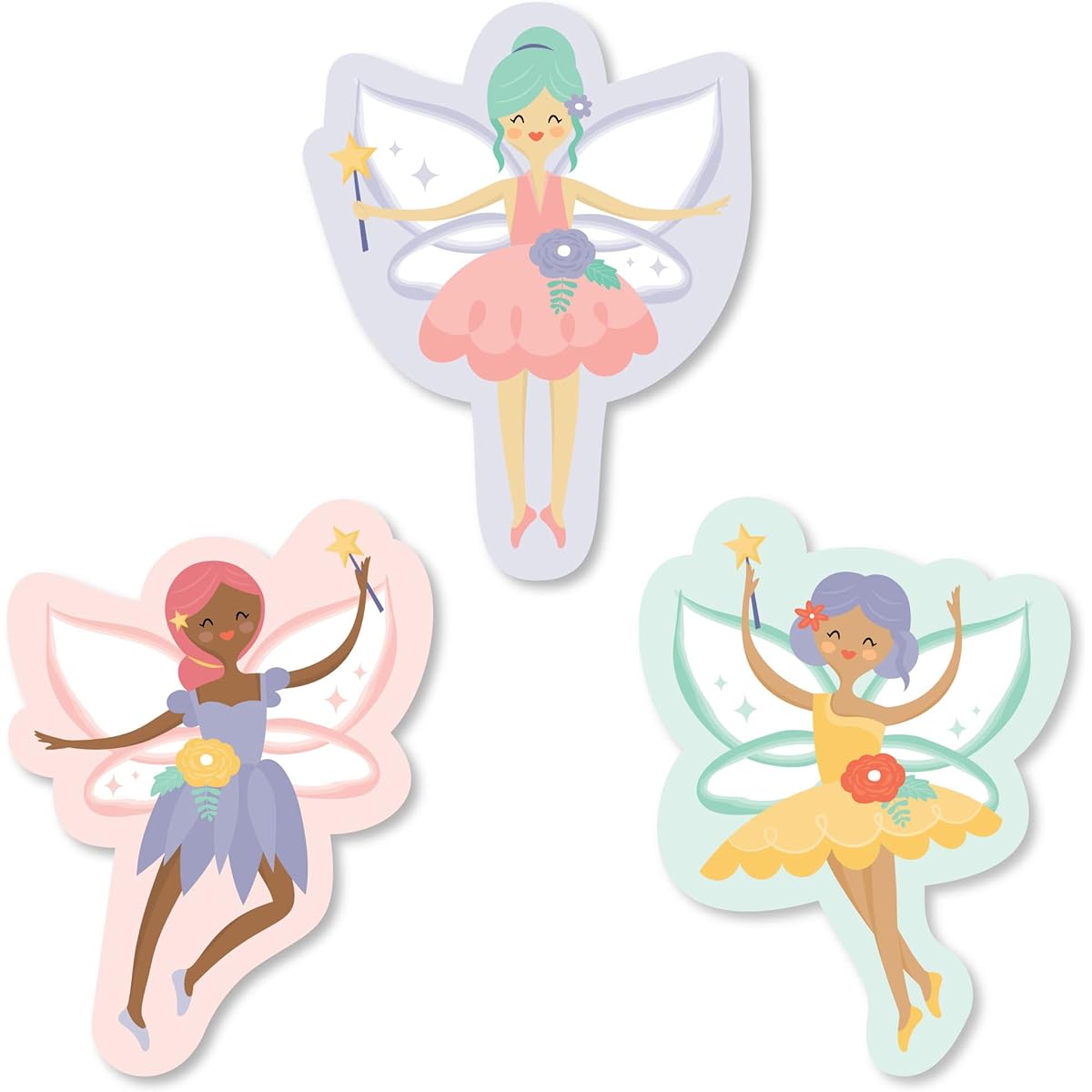 Big Dot of Happiness Let's Be Fairies - DIY Shape Fairy Garden Birthday Party Cutouts - 24 Count