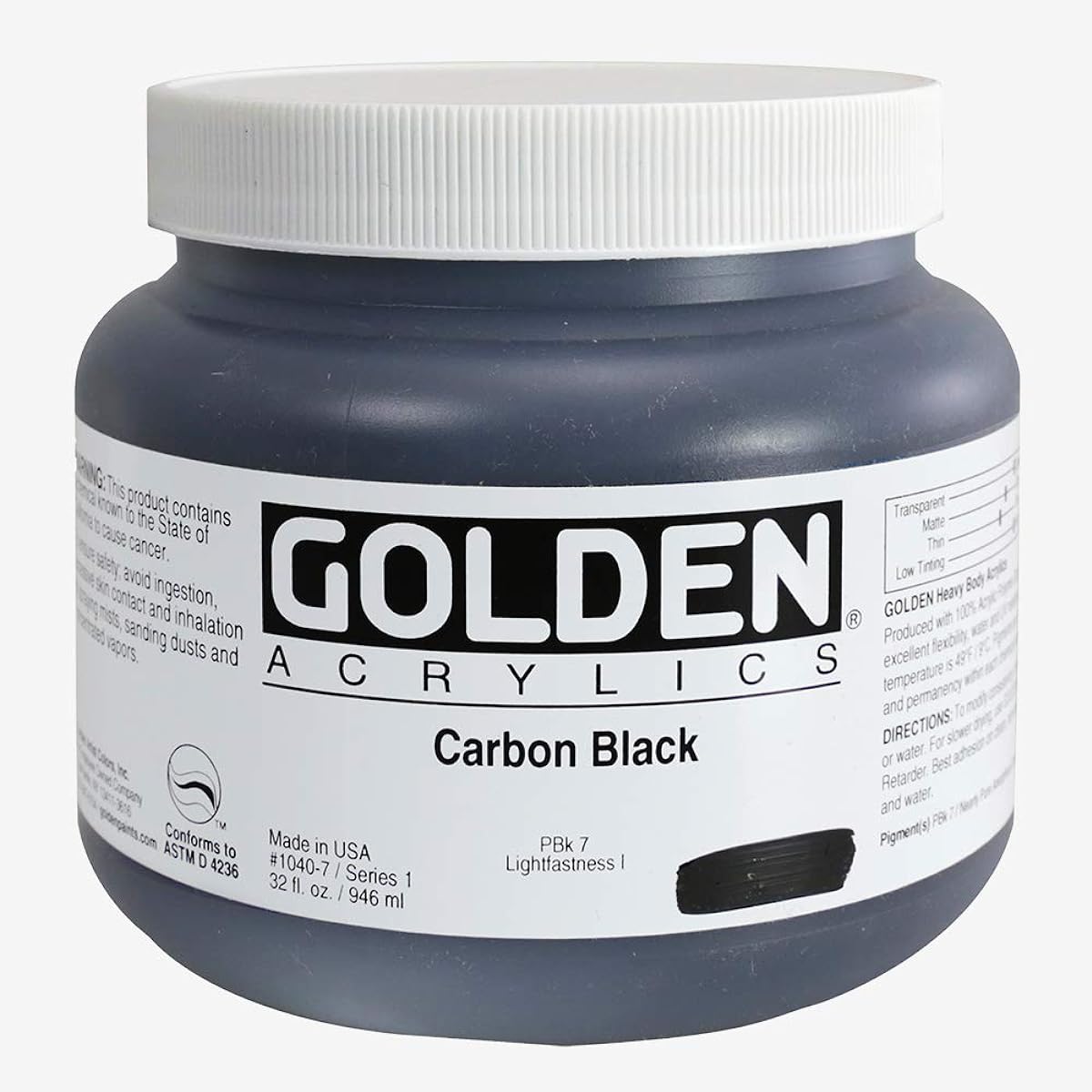 Golden Thick Chunk Acrylic Paint 32 oz Jar Black 0001040-7