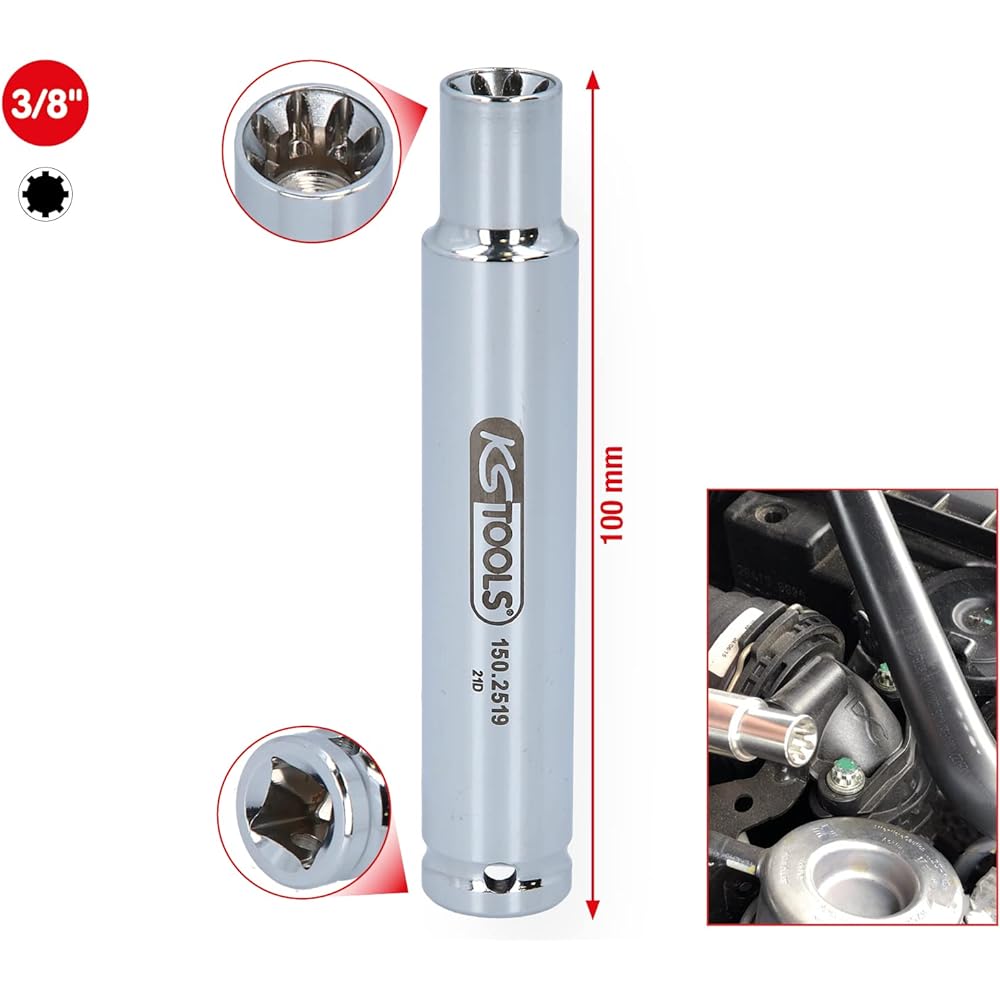 KS Tools 3/8" Special socket wrench for threaded connections on suction pipes 150.2519