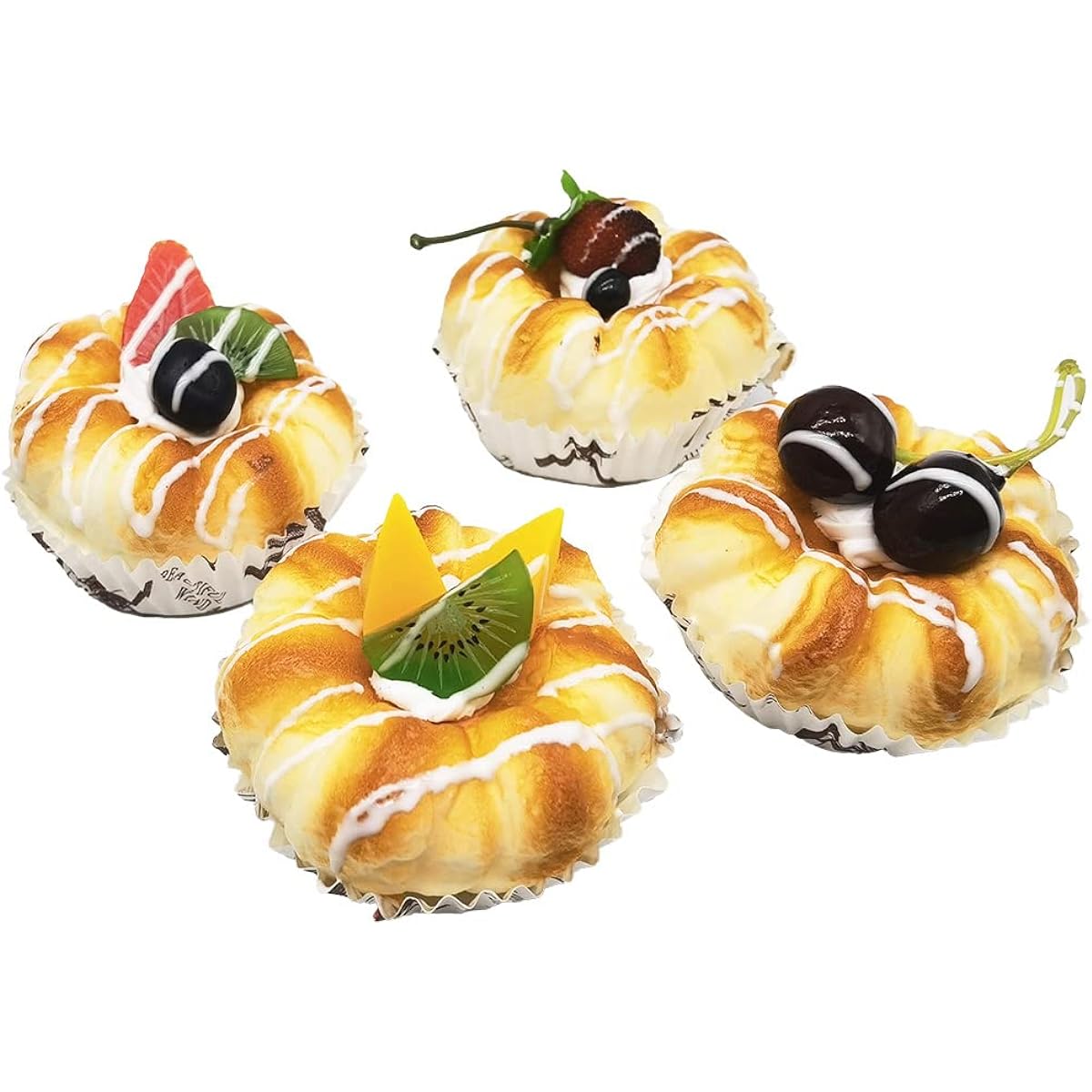 Artificial Food Bread Tart Pie Dessert Simulation Model 6pcs Fake Cake Mousse Fruit Bakery Photography Props Decoration Play Food Model Kitchen Toy