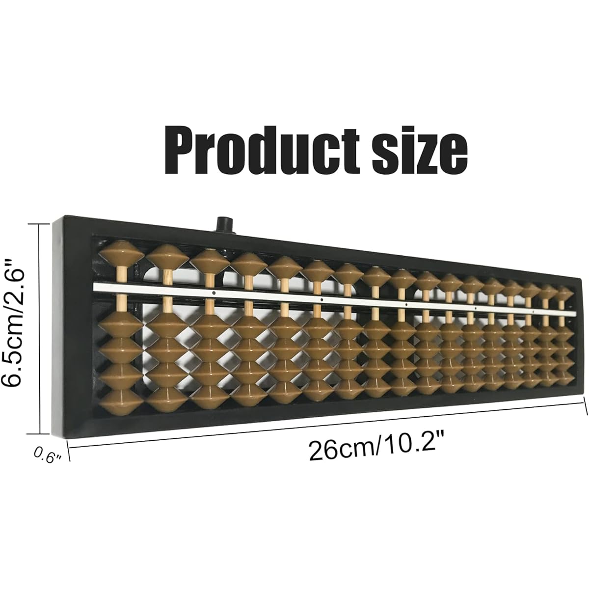Vaupan Digit Standard Abacus Professional 17 Row (10.2 Inch) Math Abacus Math Calculator Tool with Reset Button for Adults/Kids (Coffee)