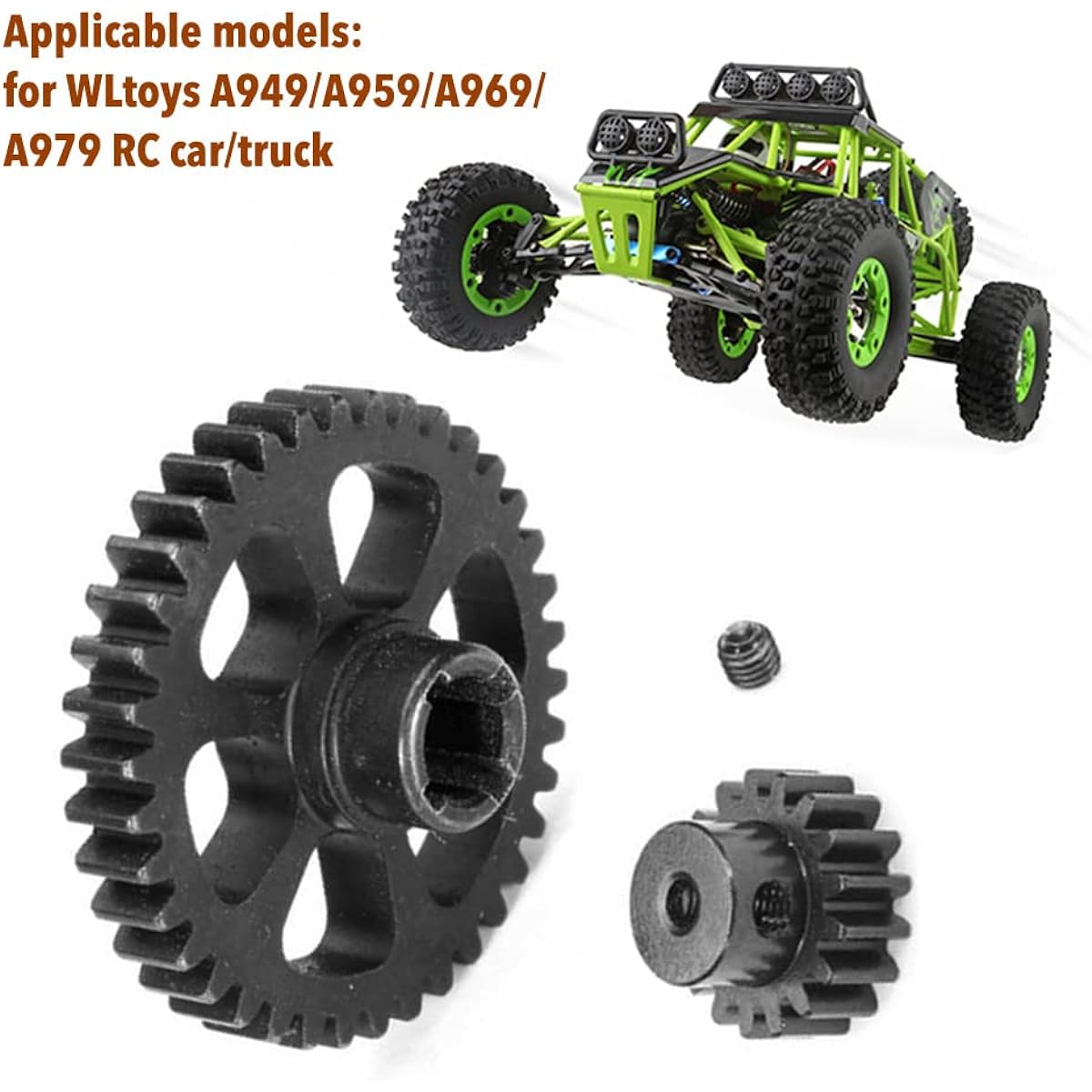 Stihl 38T Diff Main Gear & 17T Motor Pinion Gear Spare Parts for RC WLtoys 1/18 A959 A949 A969 A979 K929