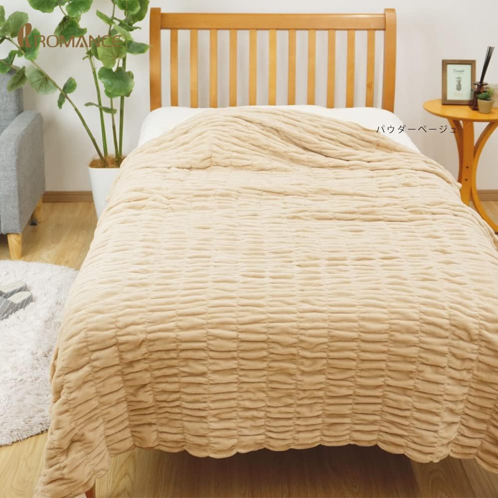 Romance Kosugi Cotton Blanket, Heat-generating Cotton, Fluffy Blanket, Single [Custom Color] Made in Japan, 140 x 200 cm, Warm Support, 3430-2016-2420 (Powder Beige)