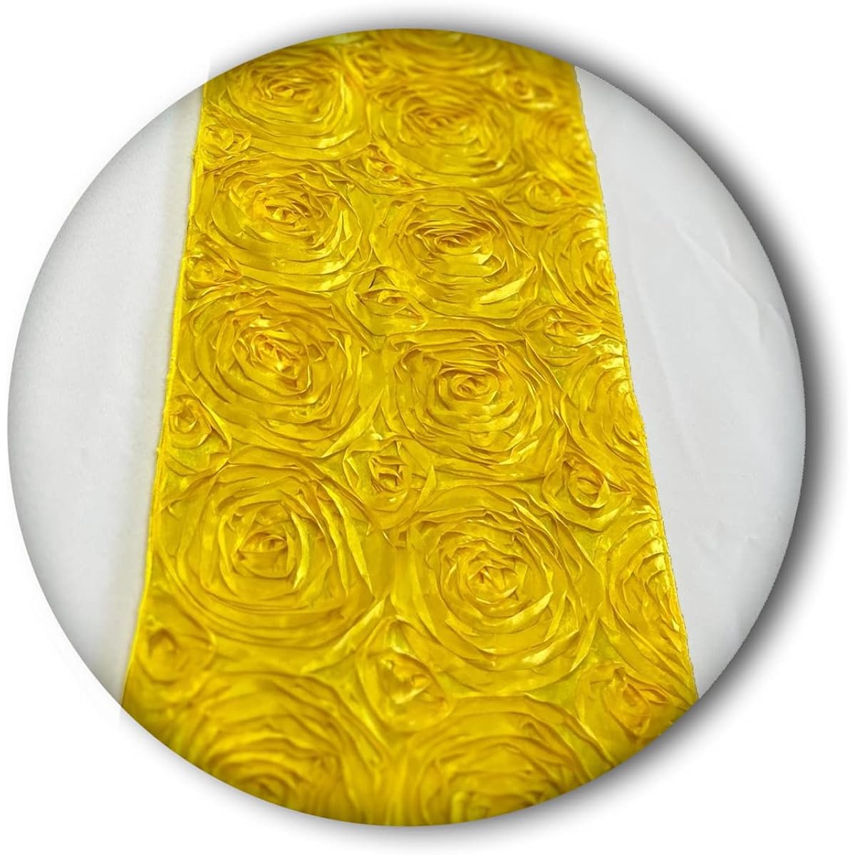 Table Runner Rose/Rosette/Floral/Flower Satin 4 pcs. 12" x 84" Wedding Decoration Yellow