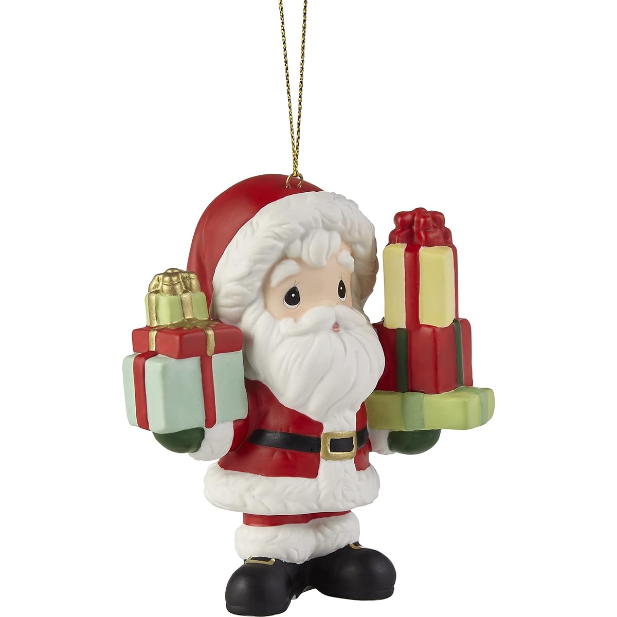 Precious Moments 221012 Annual Santa Bisque Porcelain Ornament with Christmas Cheers