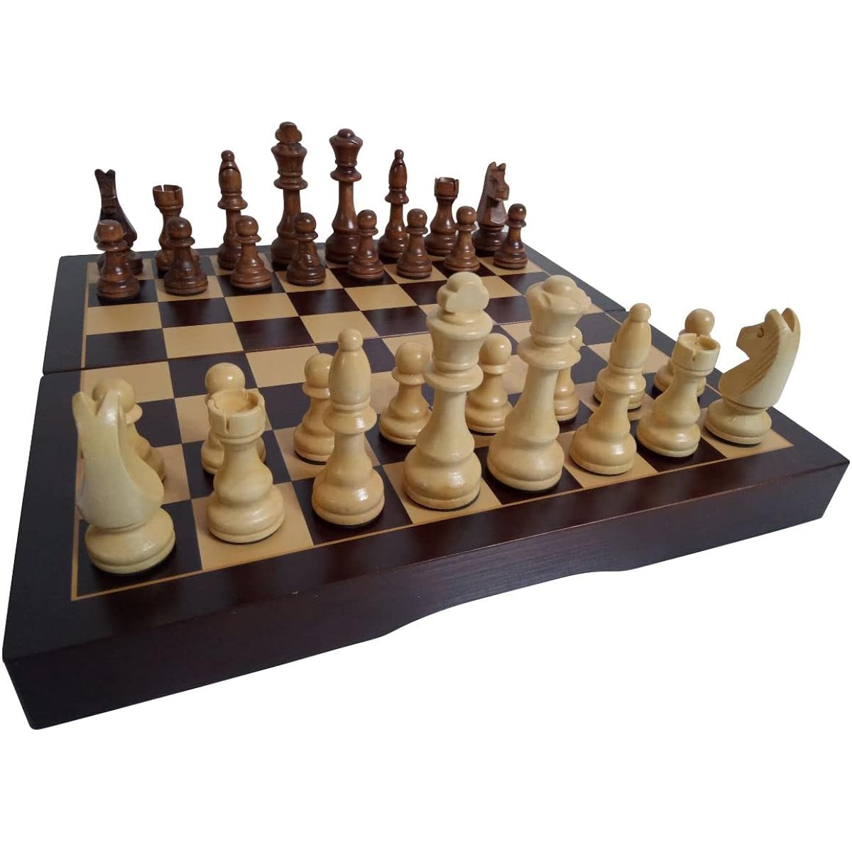 STARPPLE Heavy & Luxurious 16" Real Wood Chess Set, Durable Handmade Chess Board Game Set with Storage, 34 4" Classic & Heavy Wooden Large Pieces, 2 Queen Size (C1~16cm)