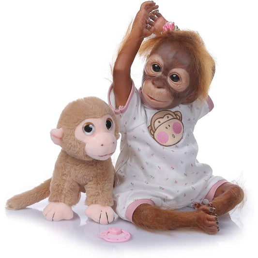 Anano Reborn Monkey Doll Realistic Looking Cloth Body Reborn Doll 20 Inch Gift Set for Kids Ages 3+