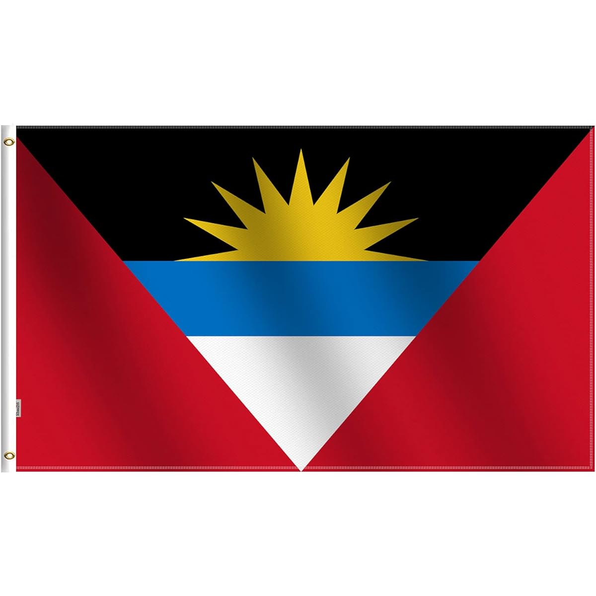 Antigua and Barbuda Flag 3x5ft Outdoor Large Medium Outdoor Double Stitched Heavy Duty 100D Polyester Canvas Header and Double Stitching - Brass Grommets for Easy Display, Antigua and Barbuda Flag