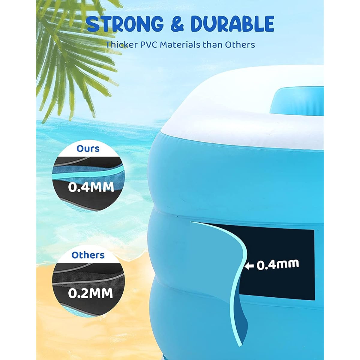 Inflatable Pool, Inflatable Pool Full Size Inflatable Pool Easy Set Up 95" x 56" x 22" Outdoor Backyard - Summer Water Party