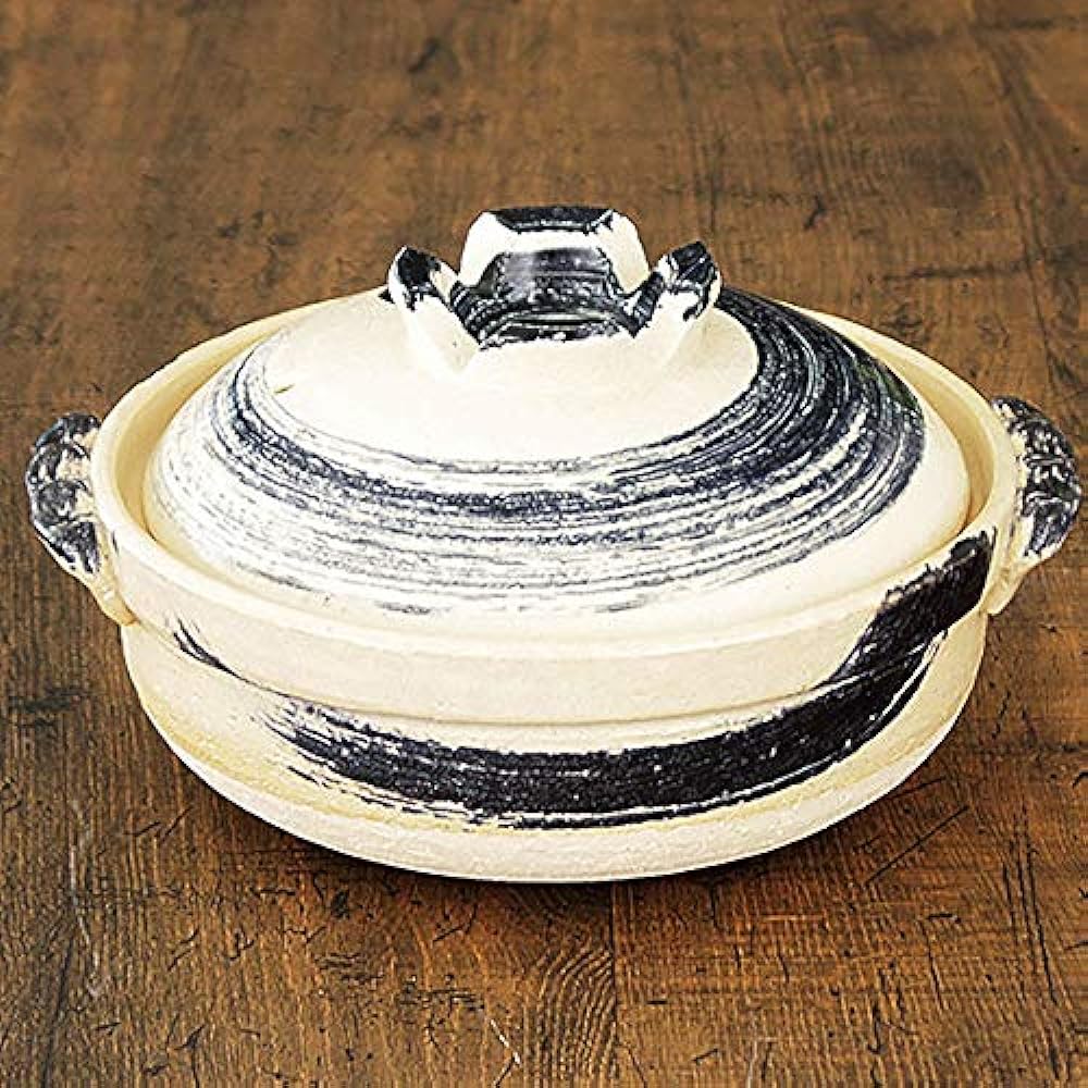Mino Sarara Heat Resistant Gosu Hakeme Deep Earthenware Pot for 2-3 People Made in Japan Banko Ware