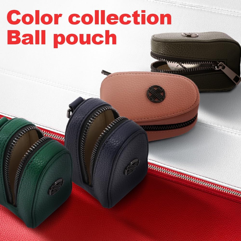 TECH SKIN Color Collection Ball Pouch Golf Simple Compact 2 Pieces Lightweight (Neon Orange)