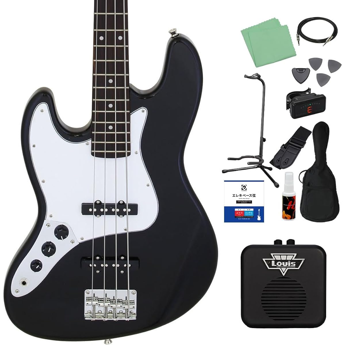LEGEND LJB-Z L/H Black Bass Beginner 12-piece Set [With Mini Amplifier] Jazz Bass Type Left Hand Legend