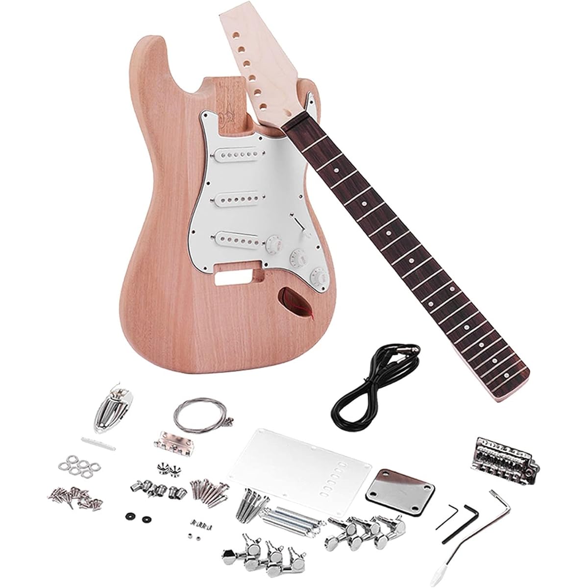 Guitar Body Unfinished DIY Electric Guitar Kit Mahogany Wooden Replacement Parts for ST Guitar