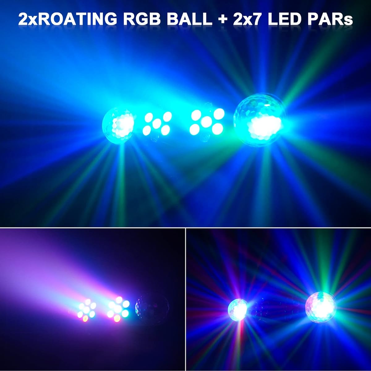 DJ Light with Stand Disco Ball Party Light DJ Light Set with Remote Control Rotating Ball Strobe Colorful LED Par Light for Bar Gig Move Band Dance Wedding Halloween Christmas Gift
