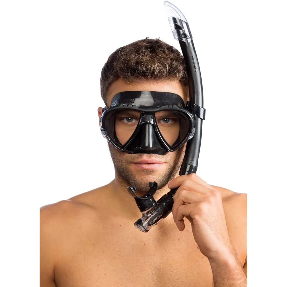 CRESSI Scuba Snorkeling Mask & Snorkel Set [MATRIX & GAMMA] Inverted Teardrop Lens Mask & Compact Snorkel with Dryad [Genuine Product]