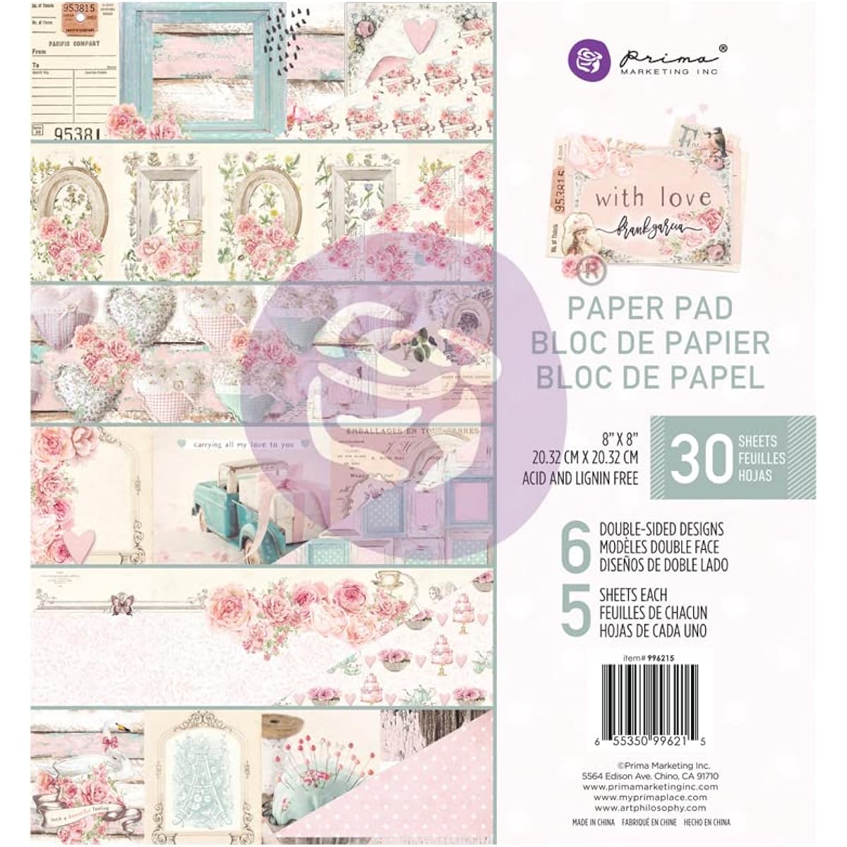 Prima Marketing Double-Sided Paper Pad 8"X8" 30/Pkg-With Love By Frank Garcia -96215