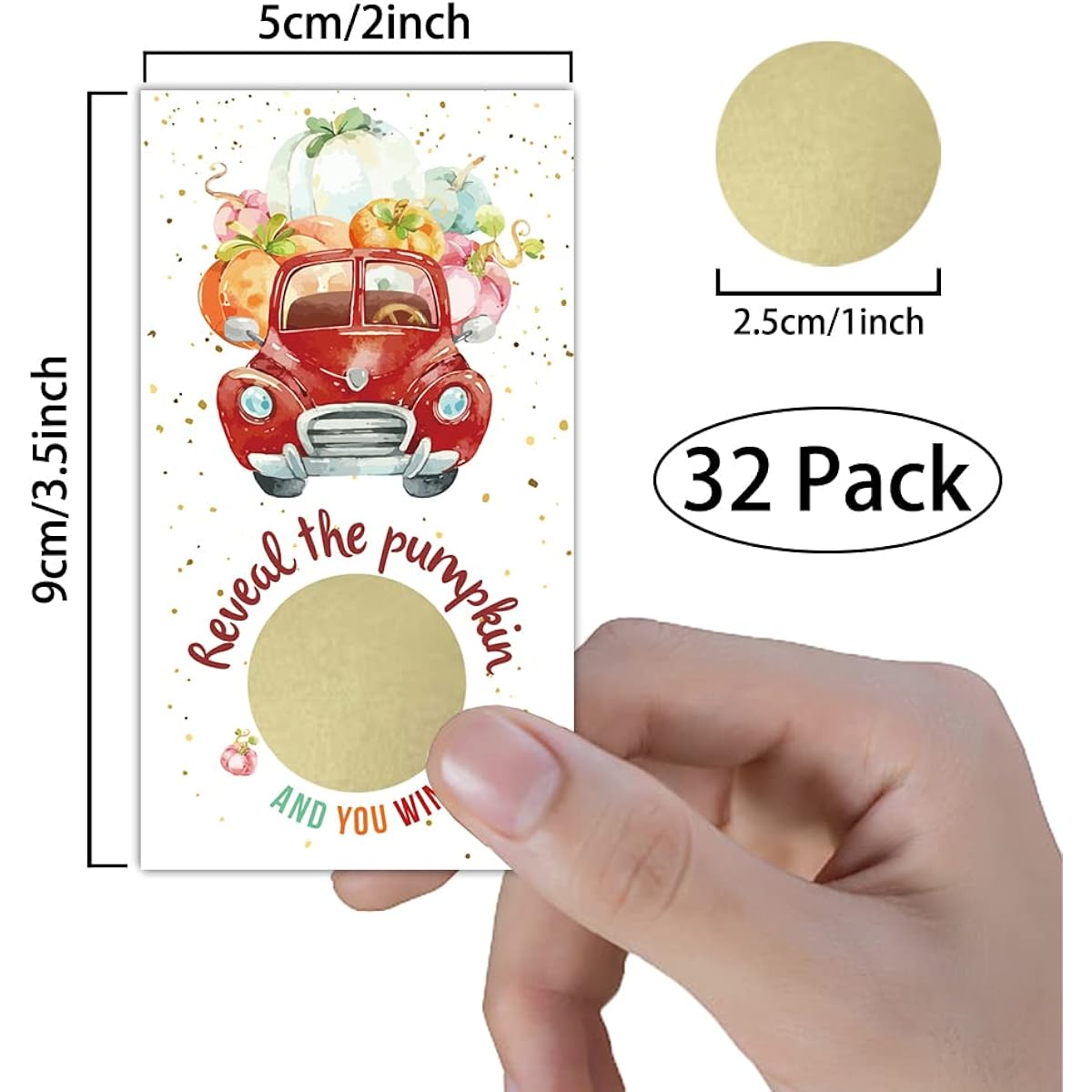 73REWIDPARTY Thanksgiving Party Game Scratch Off Cards (32 Pieces) Pumpkin Truck Scratch Off Cards Funny Thanksgiving Raffle Tickets for Family/Kids/Adults/Harvest/Pumpkin Party Game Supplies