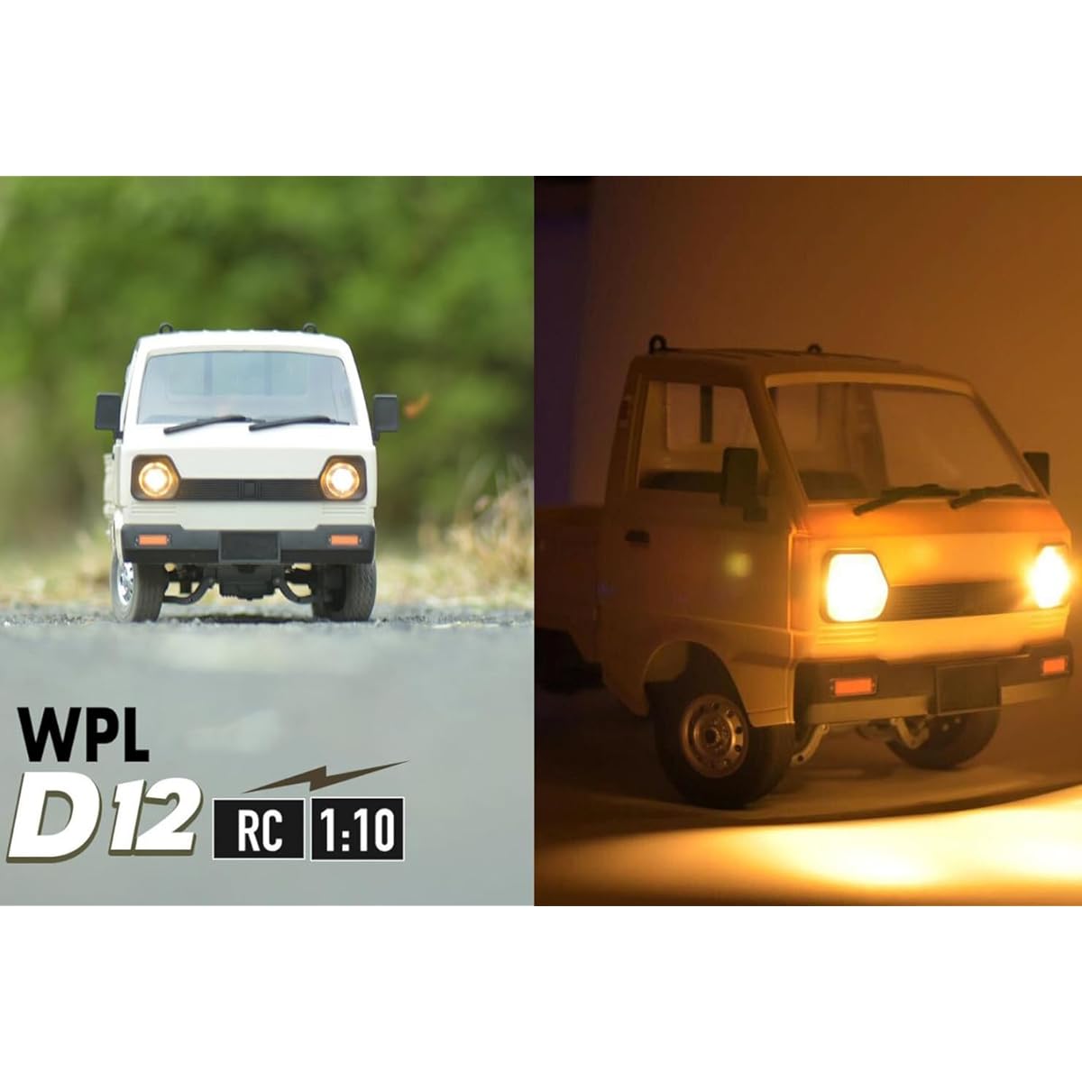 Apawband WPL D12 RC Car 1/10 RC Drift Car RTR Remote Control Car Light Truck Crawler Off-Road Drift 2.4G Proportional Throttle Steering 260 Motor Rear Drive Hobby Toys White