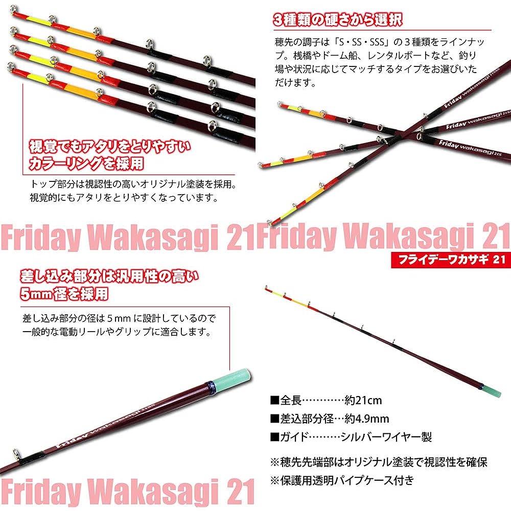 Friday Smelt replacement tip 21cm 1 piece & Hapison electric reel 2 piece set (wakasagi-friday-21set)