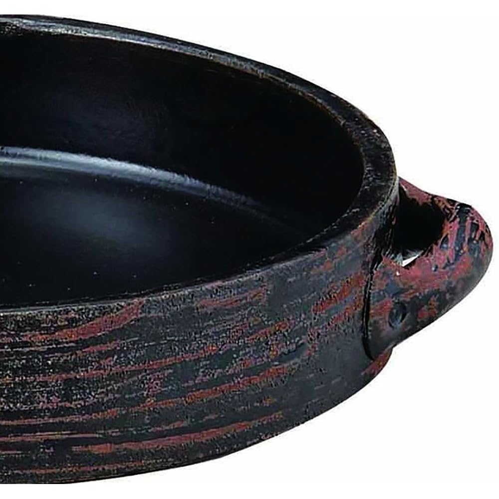 Banko-yaki Open Fire Sukiyaki Ceramic Plate Large Red Brush Mark 32-226
