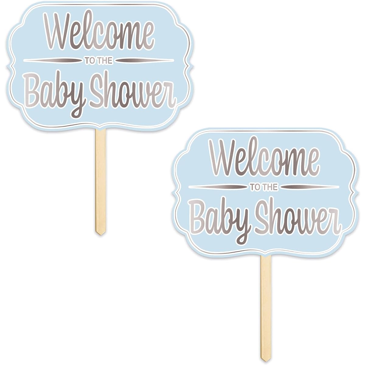 Beistle 53715 Welcome to the Baby Shower Yard Sign 2 Pieces It's A Boy Party Decorations 24" x 15" Light Blue/Silver