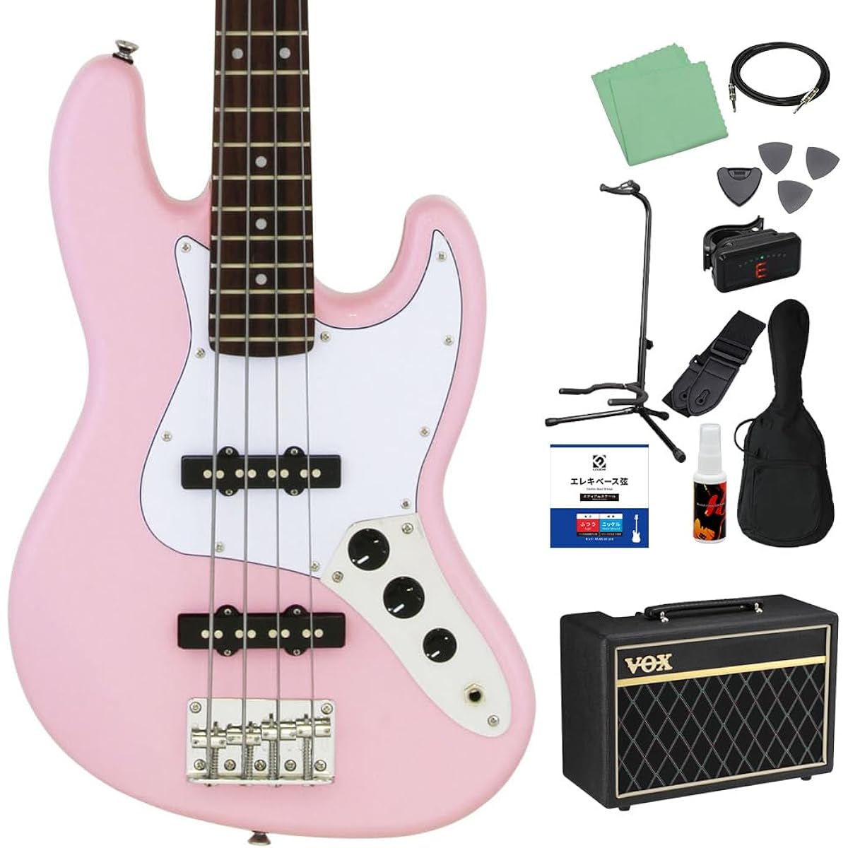 LEGEND LJB-MINI Kawaii Pink Bass Beginner 12-piece set [with VOX amp] Mini size Legend