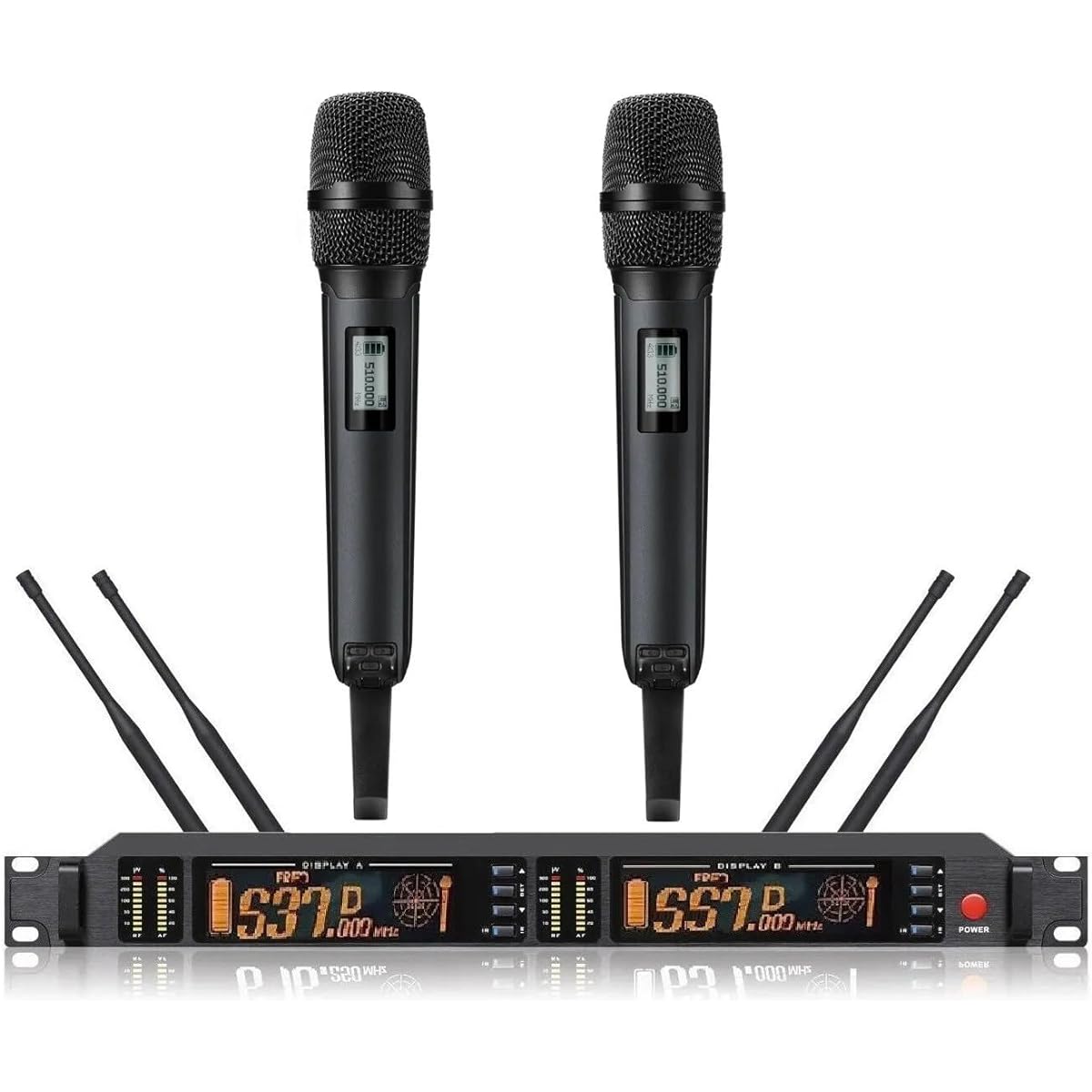 Professional UHF dual wireless microphone system with metal receiver, SKM9000 vocal handheld microphone, perfect for church, school, conference, party, karaoke