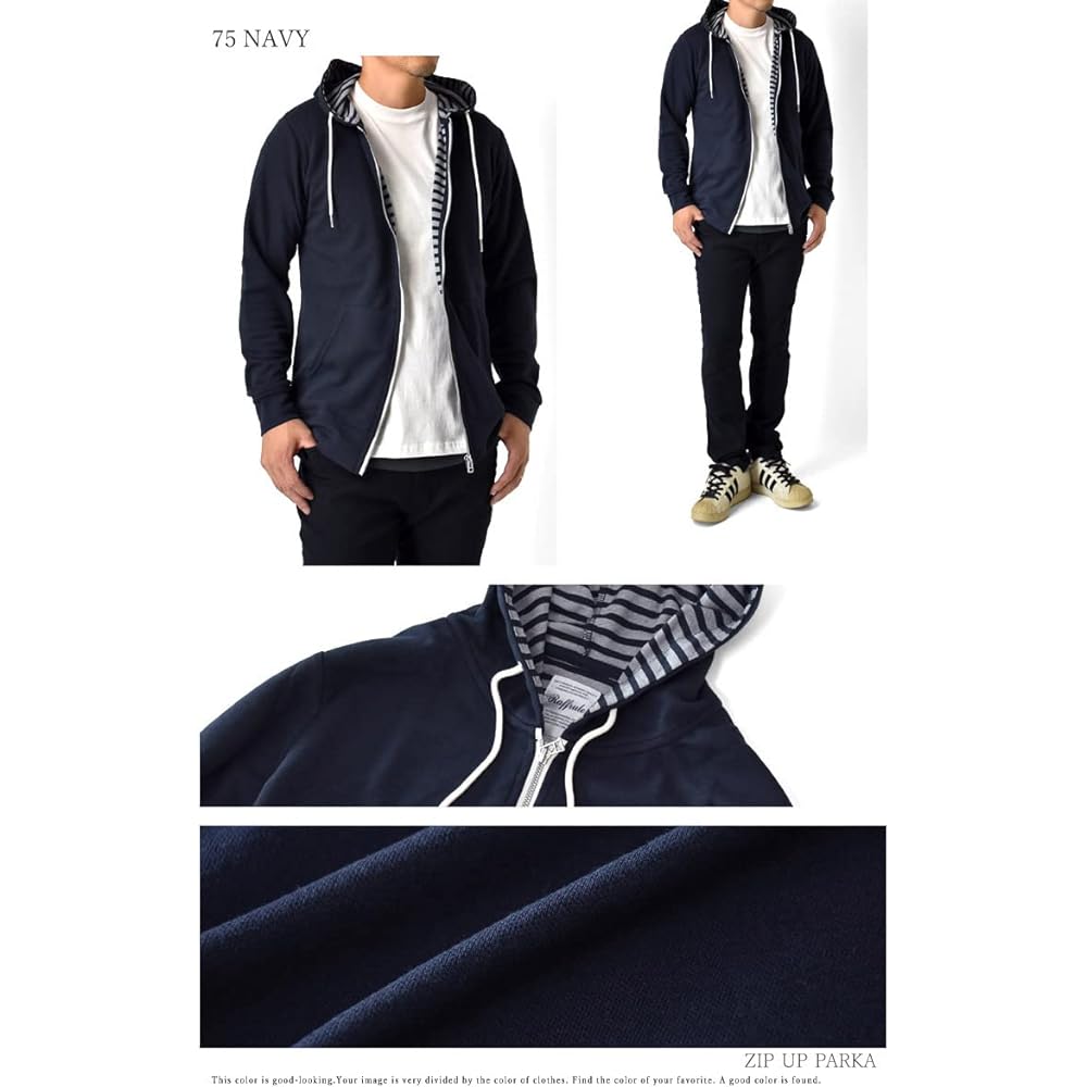 [Aruge] Men's Parka, Long Sleeve, Back Border, Zip Up Marine Parka / H5H