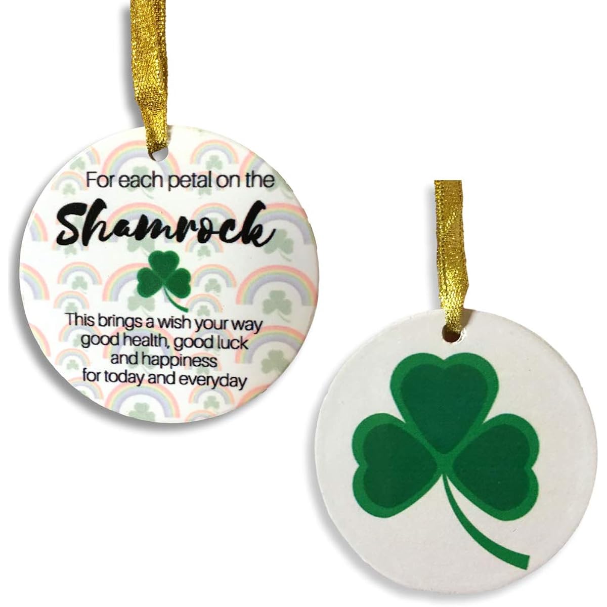 Irish Christmas Ornament - Green Shamrock Design with the Good Luck Quote Printed on - Irish Gift