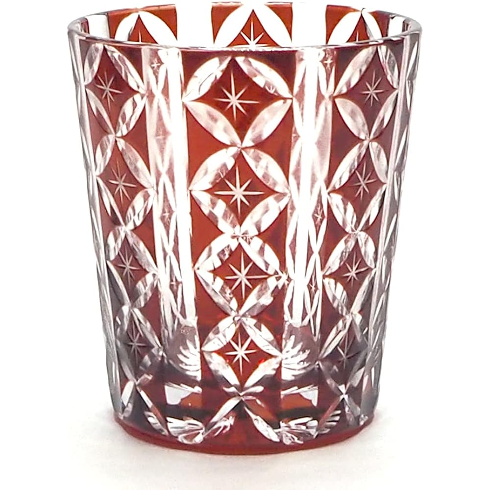 Oribe Kiriko Rock Glass Pair Striped Cloisonné Red Black 250ml Present Gift Pair Set of 2 with Box