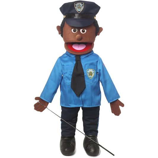60cm Policeman, Black Male, Full Body, Ventriloquist Style Puppet