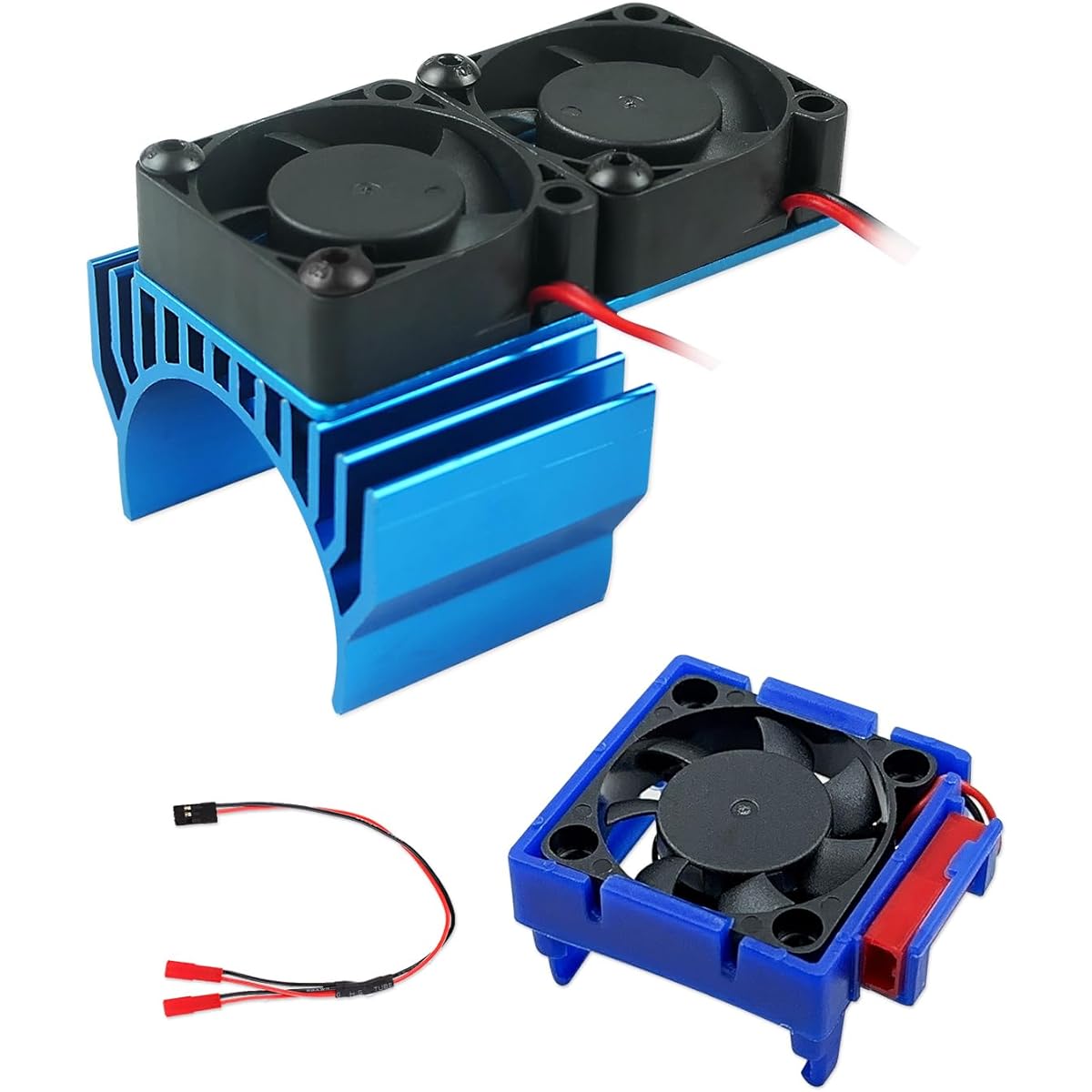 VXL-3s ESC Cooling Fan and Motor Dual Fan for Traxxas Slash 4x4 Stampede 4x4 Rustler 4x4 Blue