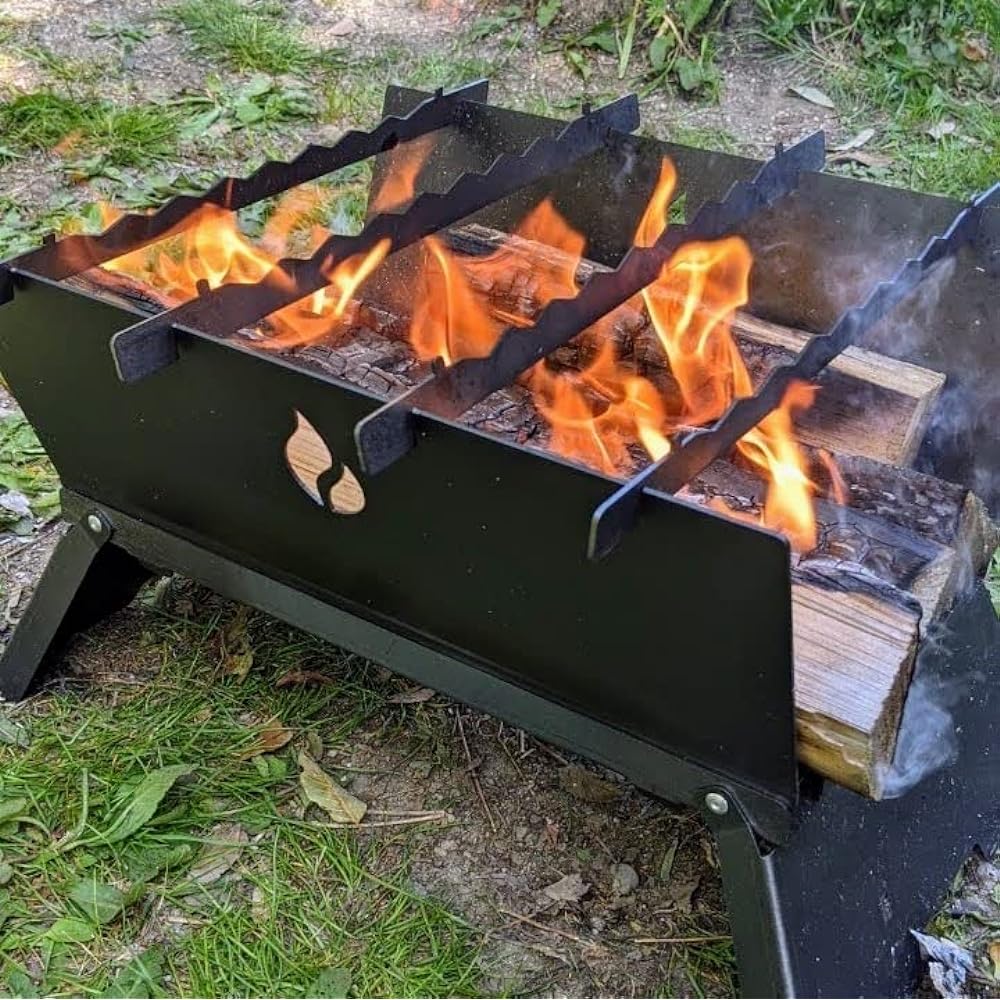 cacomi black fire Domestic Made in Japan Black Iron Bonfire Stand Camping Compact Bonfire BBQ Easy Assembly Garage Brand Rugged Outdoor Bonfire Stove