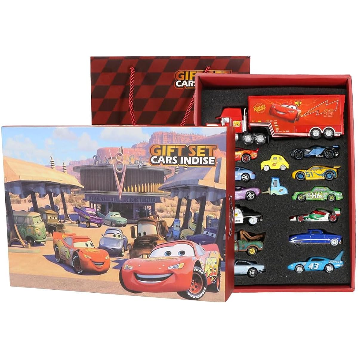15pcs Movie Cars 2 3 McQueen Mater Chick Hicks Uncle Mac Toy Set Diecast 1:55 Box Toy Car Model Vehicle Kids Boys