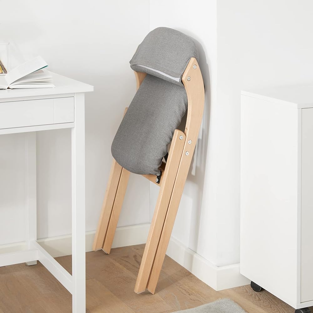 SoBuy Chair, Folding Chair, Dining Chair, Office Chair, Natural Wood, Width 47 x Depth 57 x Height 79cm, Desk Chair, Folding Chair, Dining Chair, Chair, Finished Product (FST92-N)