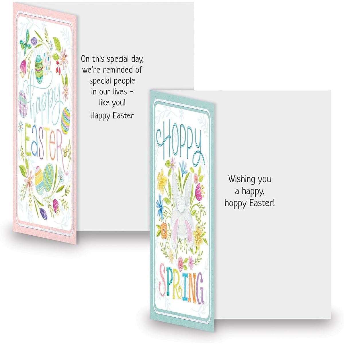 Bunny Trail Greeting Cards - Set of 8 (4 Designs) 5 x 7 Inch Easter Cards with Personalized Messages and Envelopes