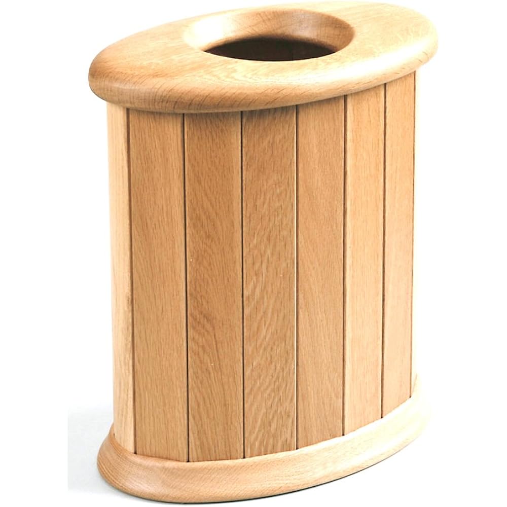 Asahikawa Furniture Sasaki Industrial Arts Natural Wood Wastebasket Oval L Walnut TB-OV-L-W