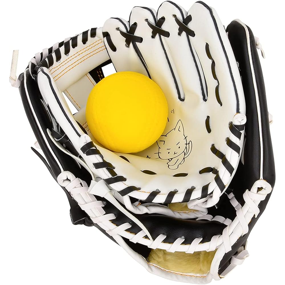 Cat Pitcher x GP Baseball Parent-Child Catch Ball Glove Set Soft Ball Included Right Throwing Set Black/White 58628