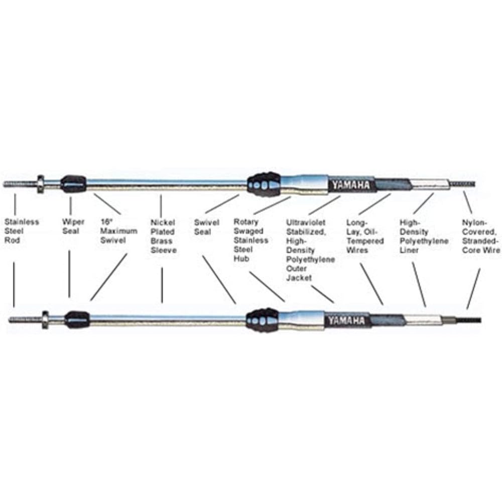 Yamaha OEM MAR-Cable-14-SC; ABA-Cable-14-GY Outboard Remote Control Throttle/Shift Premier II Cable 14'
