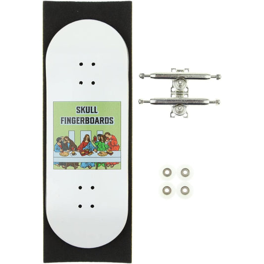 Skull Fingerboards® Last Supper 34mm Pro Parts Upgrade Complete Professional Wood Fingerboard Mini Skateboard 5-Ply Premium Grade Veneer with Polyurethane ABEC Bearing Wheels